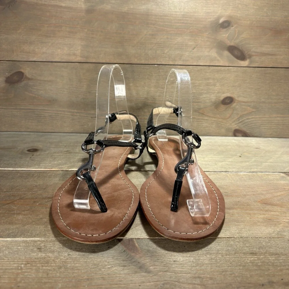coach rue womens size 9 shoes black thong slinback comfort sandals